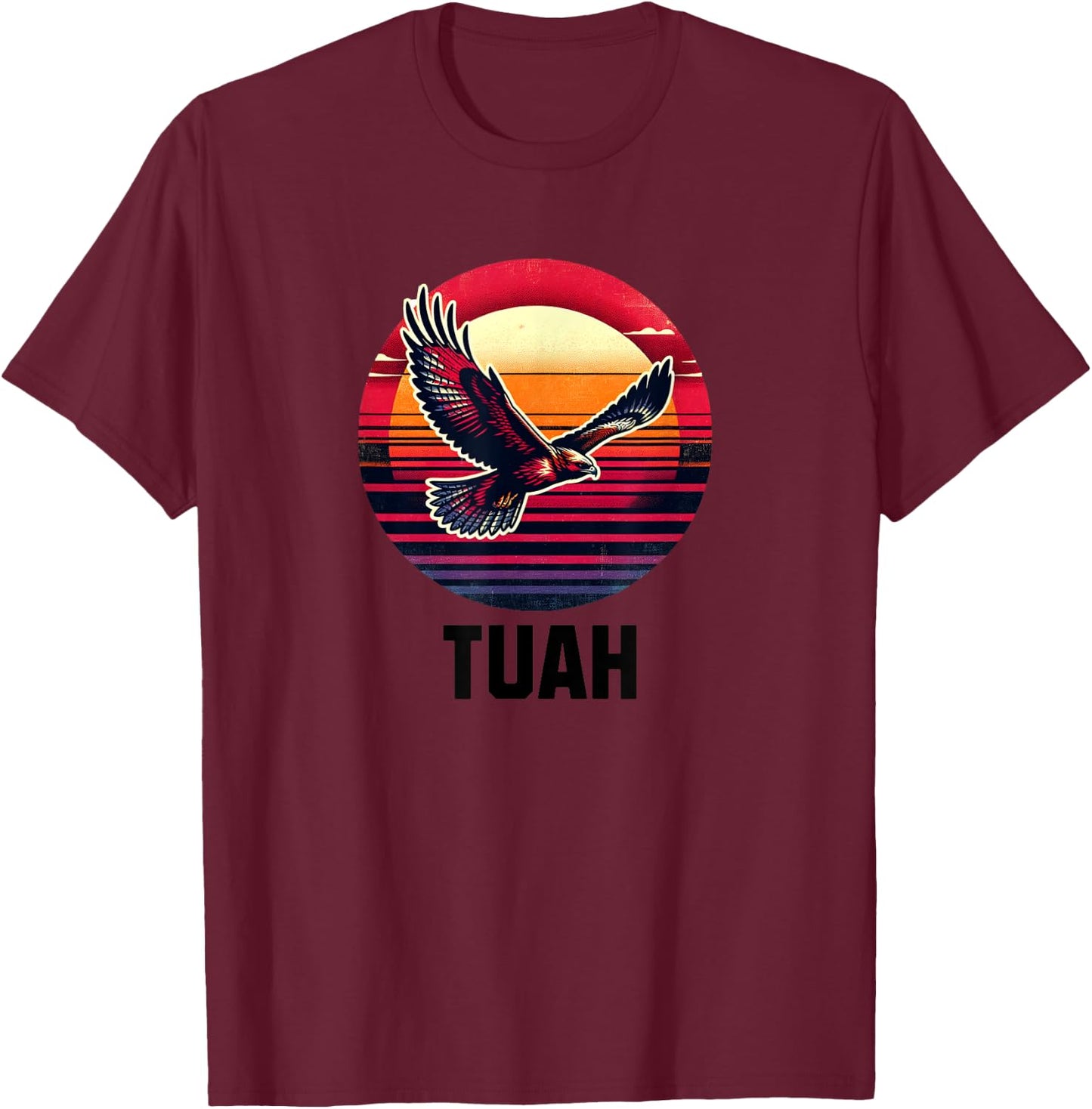 HAWK TUAH HAWK TUSH , Small, Grey T-Shirt - T-Shirt | Maroon