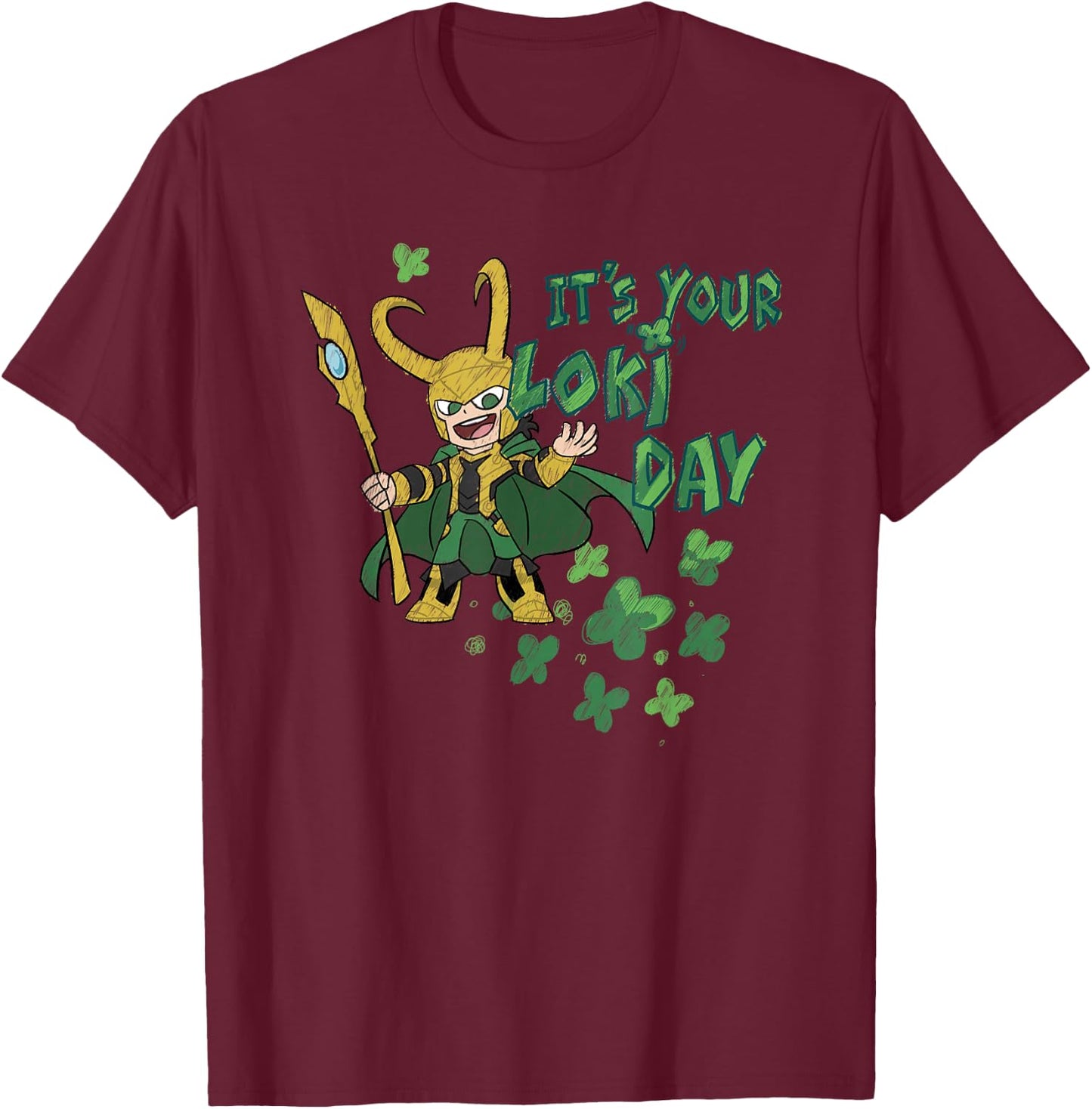 Marvel It's Your Loki Day 4-Leaf Clovers St. Patrick's Day T-Shirt - T-Shirt | Maroon