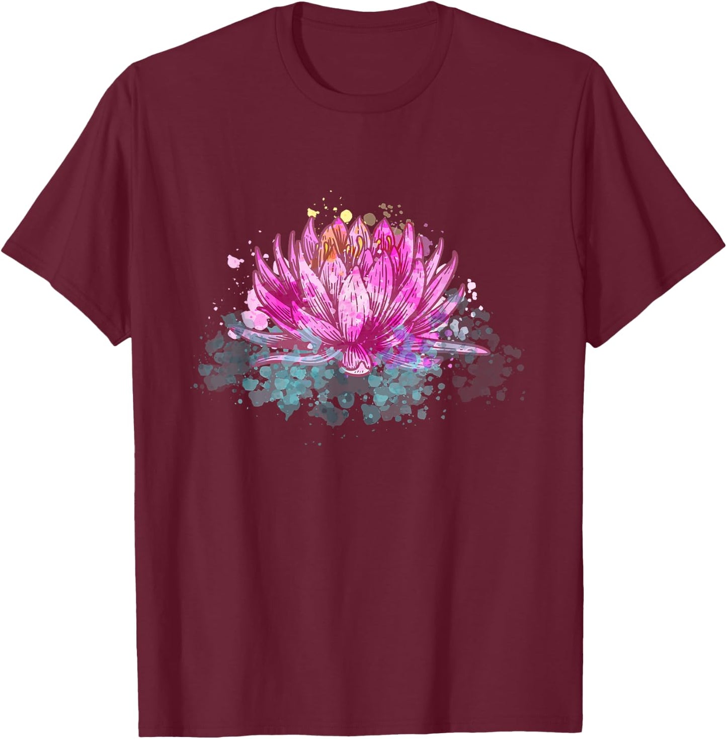 Lotus Flower Namaste Spiritual Yoga Floral Meditation Yogi T-Shirt - T-Shirt | Maroon
