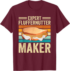 Peanut Butter Sandwich Design Retro Creamy Fluffernutter T-Shirt - T-Shirt | Maroon