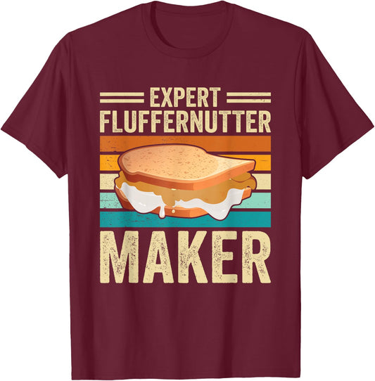 Peanut Butter Sandwich Design Retro Creamy Fluffernutter T-Shirt - T-Shirt | Maroon