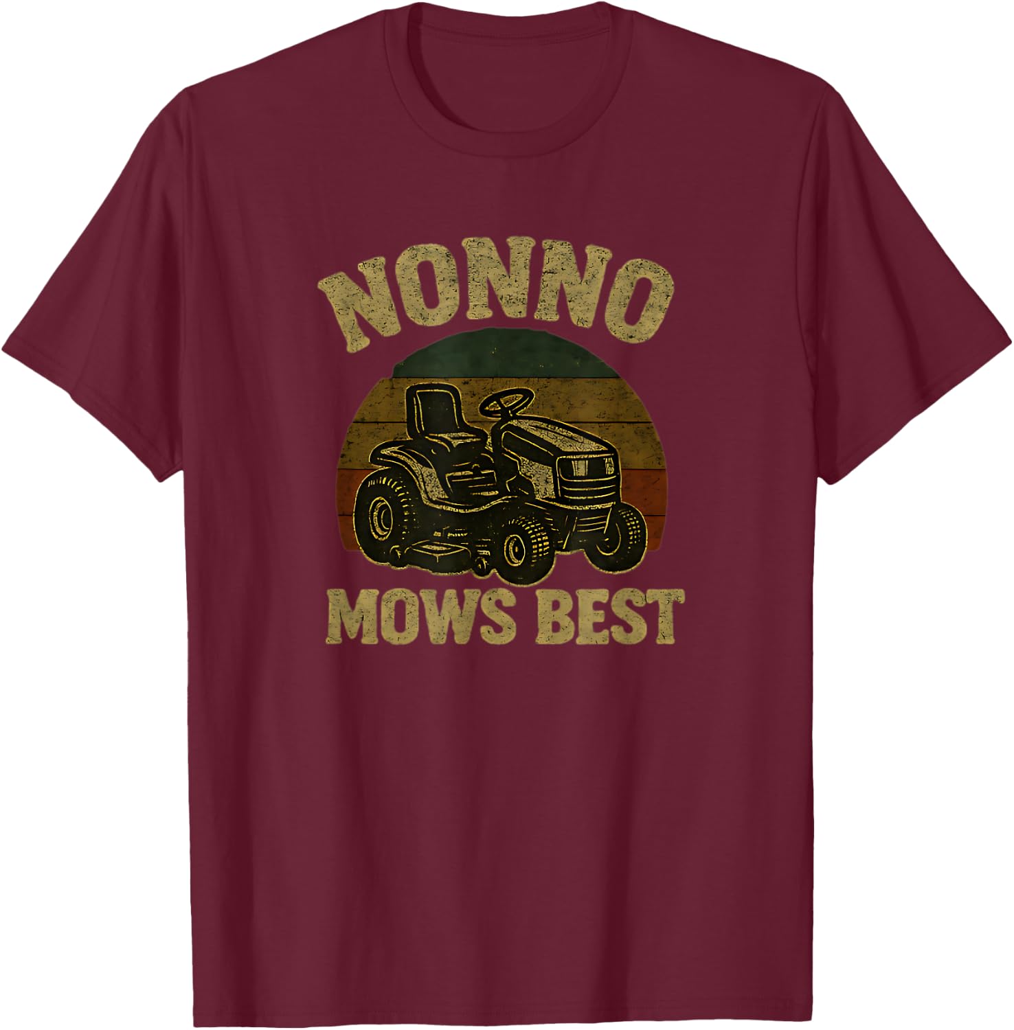 Nonno Mows Best Funny Retro Lawn Mowing T-Shirt - T-Shirt | Maroon