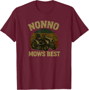 Nonno Mows Best Funny Retro Lawn Mowing T-Shirt - T-Shirt | Maroon