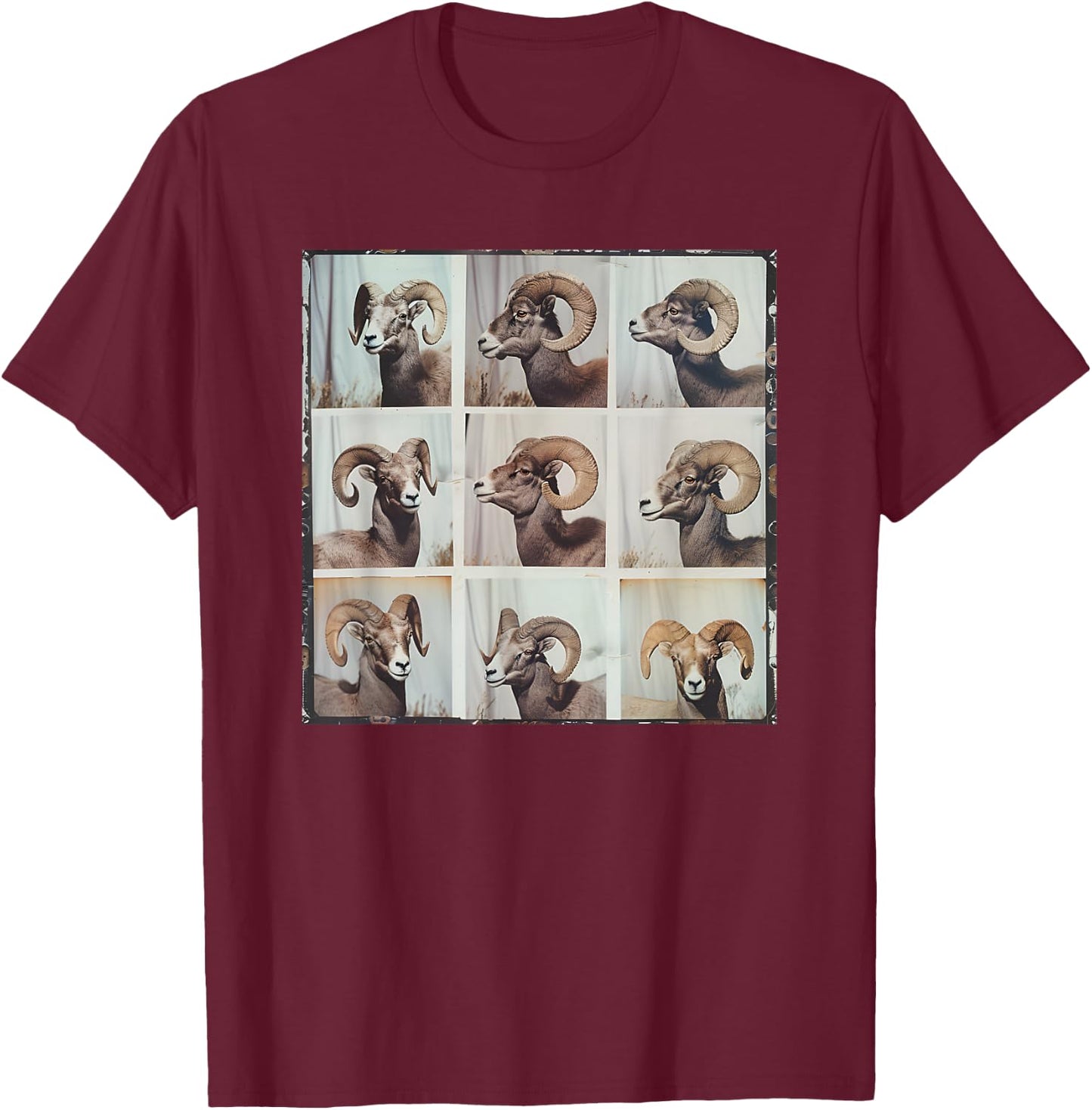 Bighorn Sheep Ram Mountain Sheep Funny Animal Photobooth T-Shirt - T-Shirt | Maroon