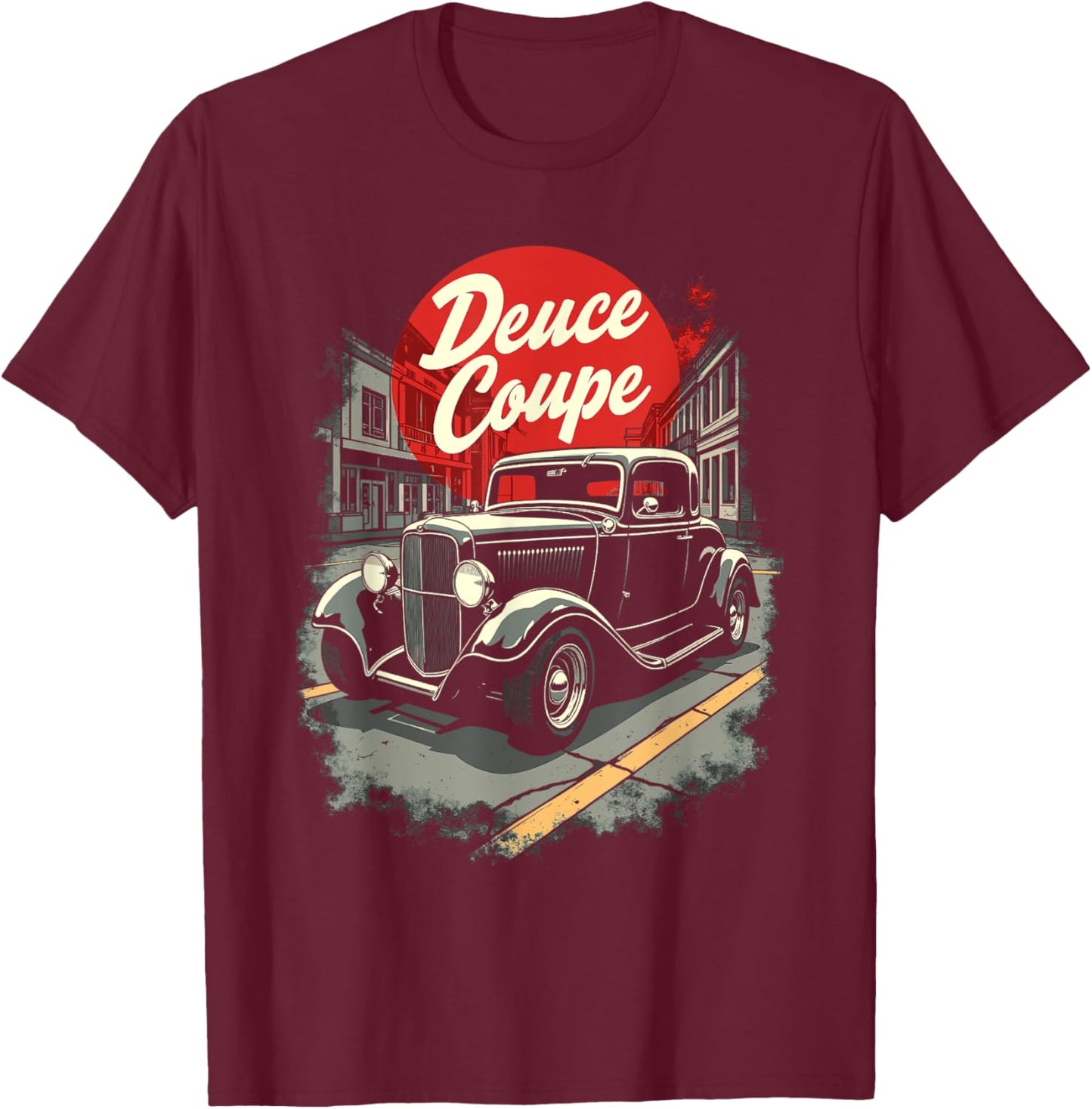 1932 American Classic 3 Window Deuce Coupe Hot Rod Deuce T-Shirt - T-Shirt | Maroon
