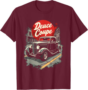 1932 American Classic 3 Window Deuce Coupe Hot Rod Deuce T-Shirt - T-Shirt | Maroon