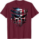American Skull Patriotic Flag USA Grunge Style Graphic Men T-Shirt - T-Shirt | Maroon