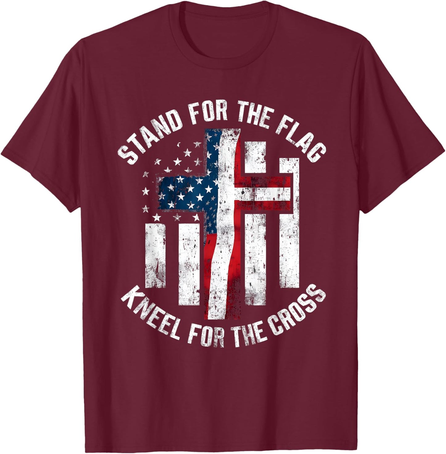 USA Flag Religious Quote 4th of July Christian Faith Men T-Shirt - T-Shirt | Maroon