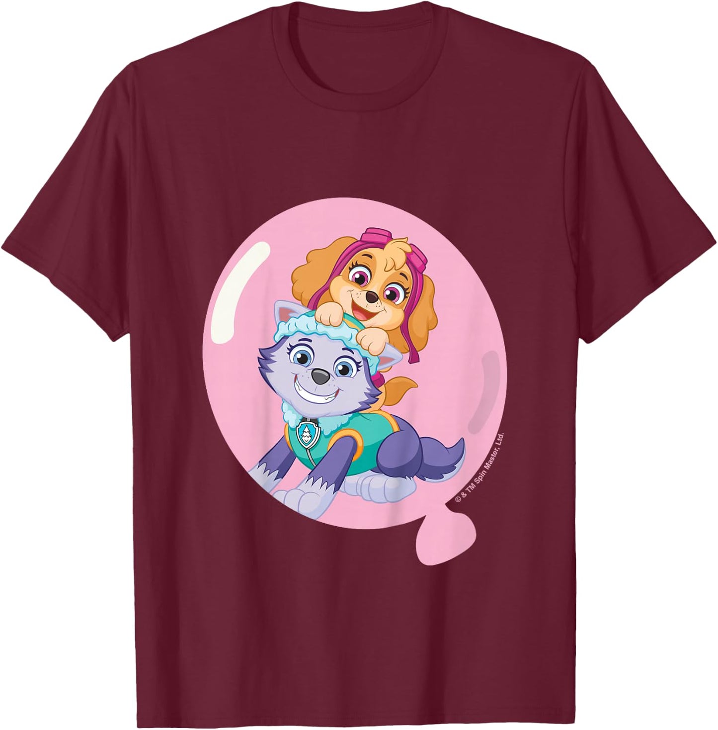 PAW Patrol Skye & Everest Cute Balloon Portrait T-Shirt - T-Shirt | Maroon
