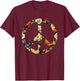 Blooming Harmony Symbol Floral Peace Sign T-Shirt - T-Shirt | Maroon