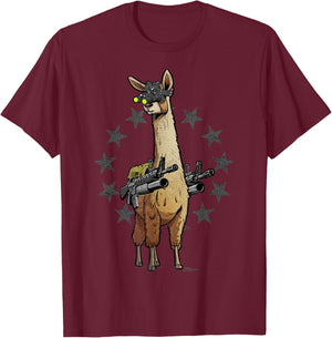 Combat Llama T-Shirt - T-Shirt | Maroon