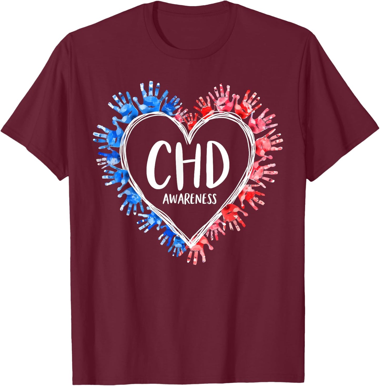 CHD Congenital Heart Defect Awareness Month Wear Red For CHD T-Shirt - T-Shirt | Maroon