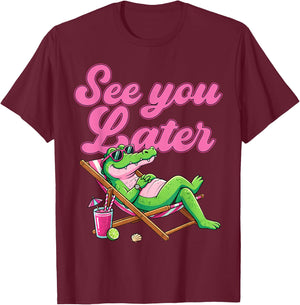 See You Later Teacher Summer Alligator Last Day of School T-Shirt - T-Shirt | Maroon
