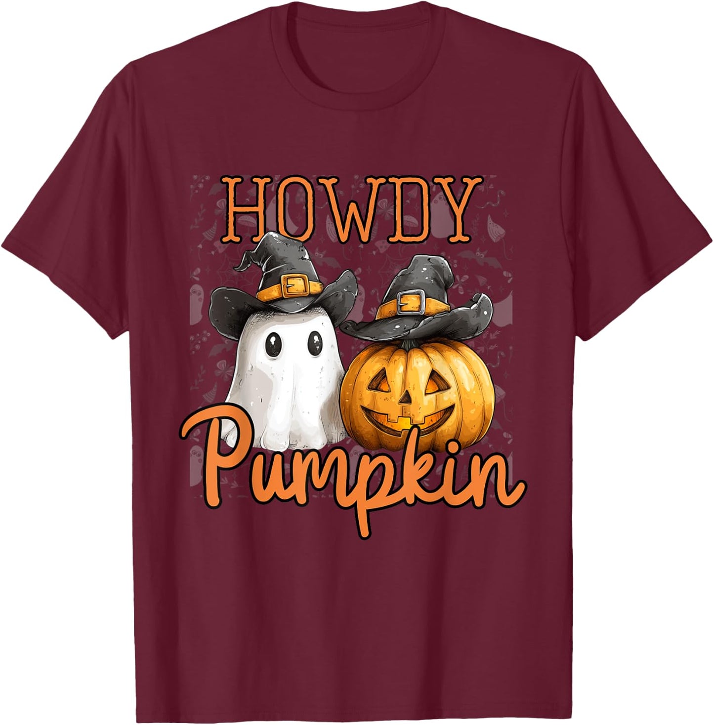 Retro Howdy Pumpkin Cowboys Funny Pumpkin Country Halloween T-Shirt - T-Shirt | Maroon