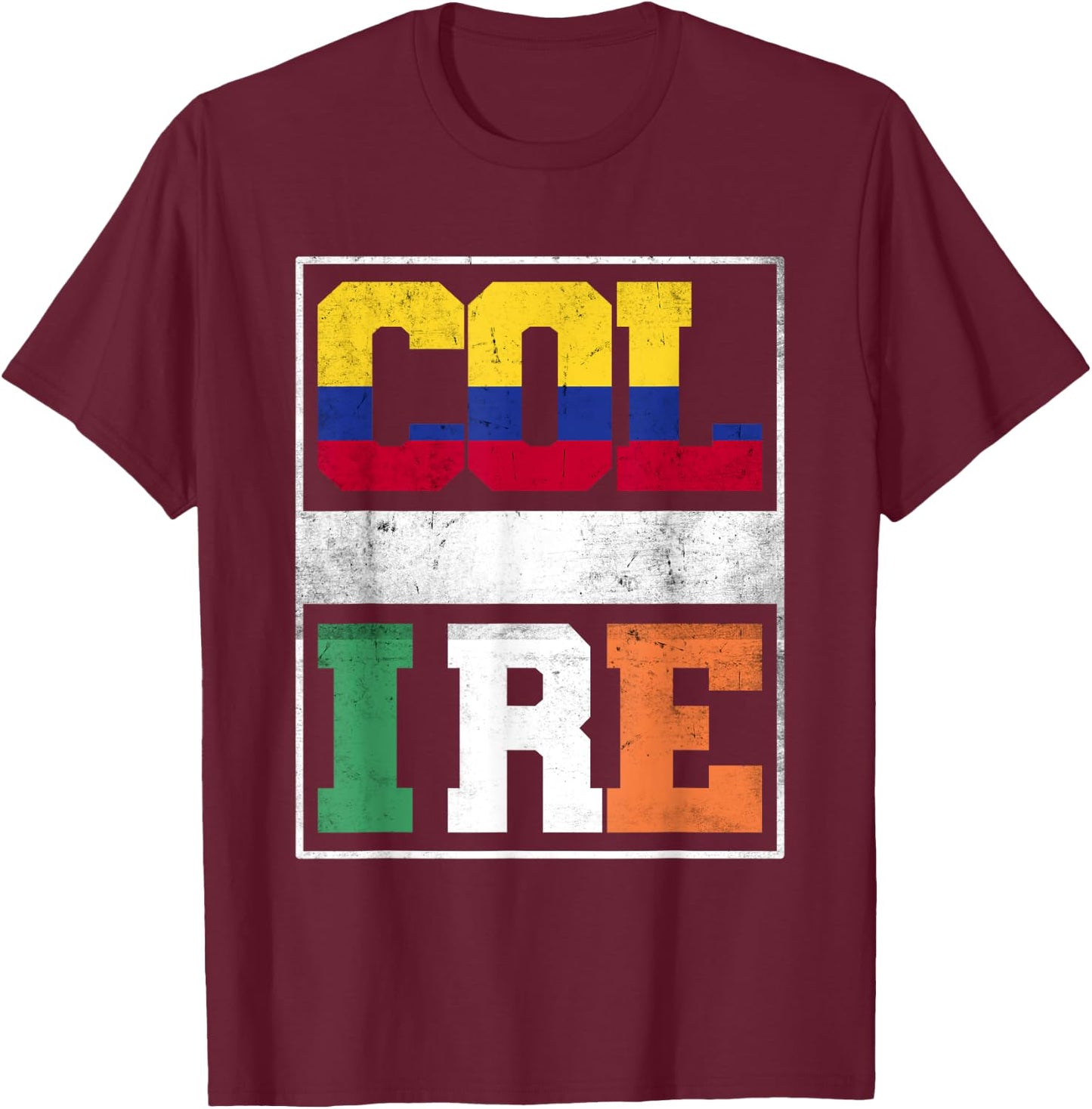 Colombia and Ireland Mix Colombian Irish Roots T-Shirt - T-Shirt | Maroon