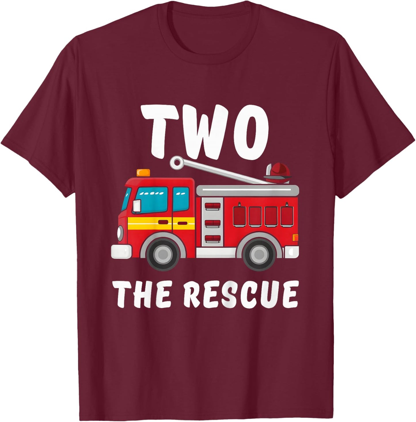 2 The Rescue Fireman 2nd Birthday party T-Shirt - T-Shirt | Maroon