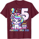Unicorn 5th Birthday 5 Year Old Unicorn Party Girls Outfit T-Shirt - T-Shirt | Maroon