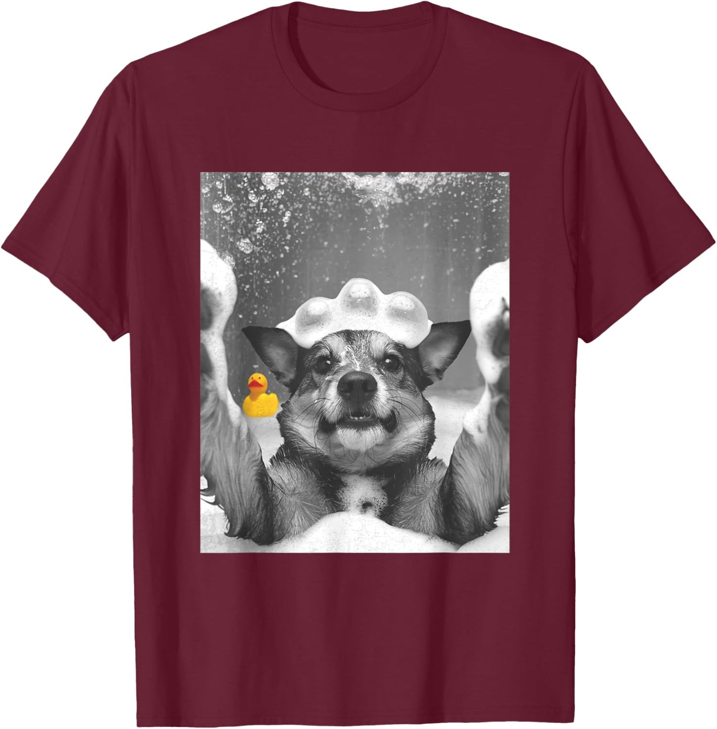 Dog Selfie in Bathtub Women Kids T-Shirt - T-Shirt | Maroon