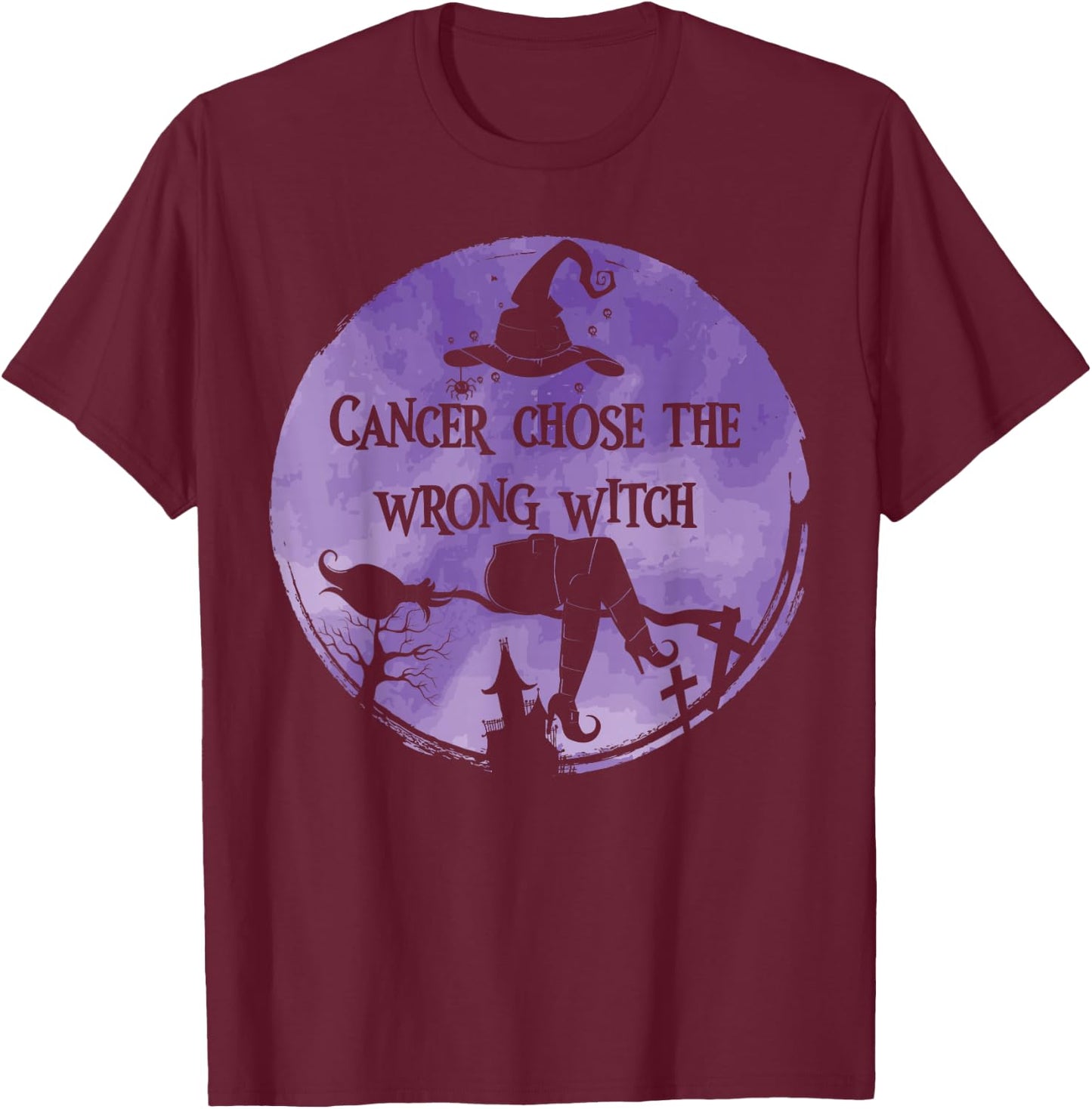 Cancer Chose The Wrong Witch Violet Hodgkins Lymphoma T-Shirt - T-Shirt | Maroon