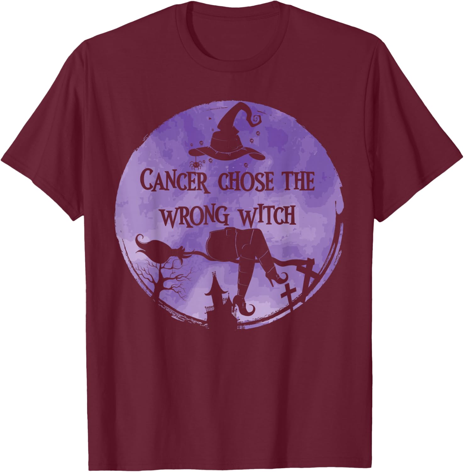 Cancer Chose The Wrong Witch Violet Hodgkins Lymphoma T-Shirt - T-Shirt | Maroon