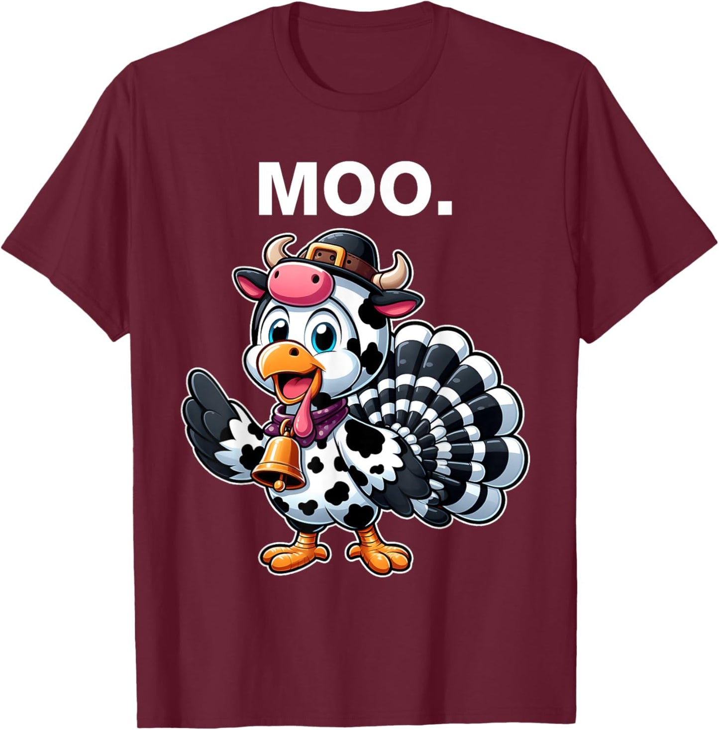 Thanksgiving Funny Turkey Moo in Cow Costume Toddler Kids T-Shirt - T-Shirt | Maroon