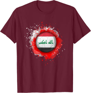 Proud Heritage Iraq Flag Soccer Ball T-Shirt - T-Shirt | Maroon