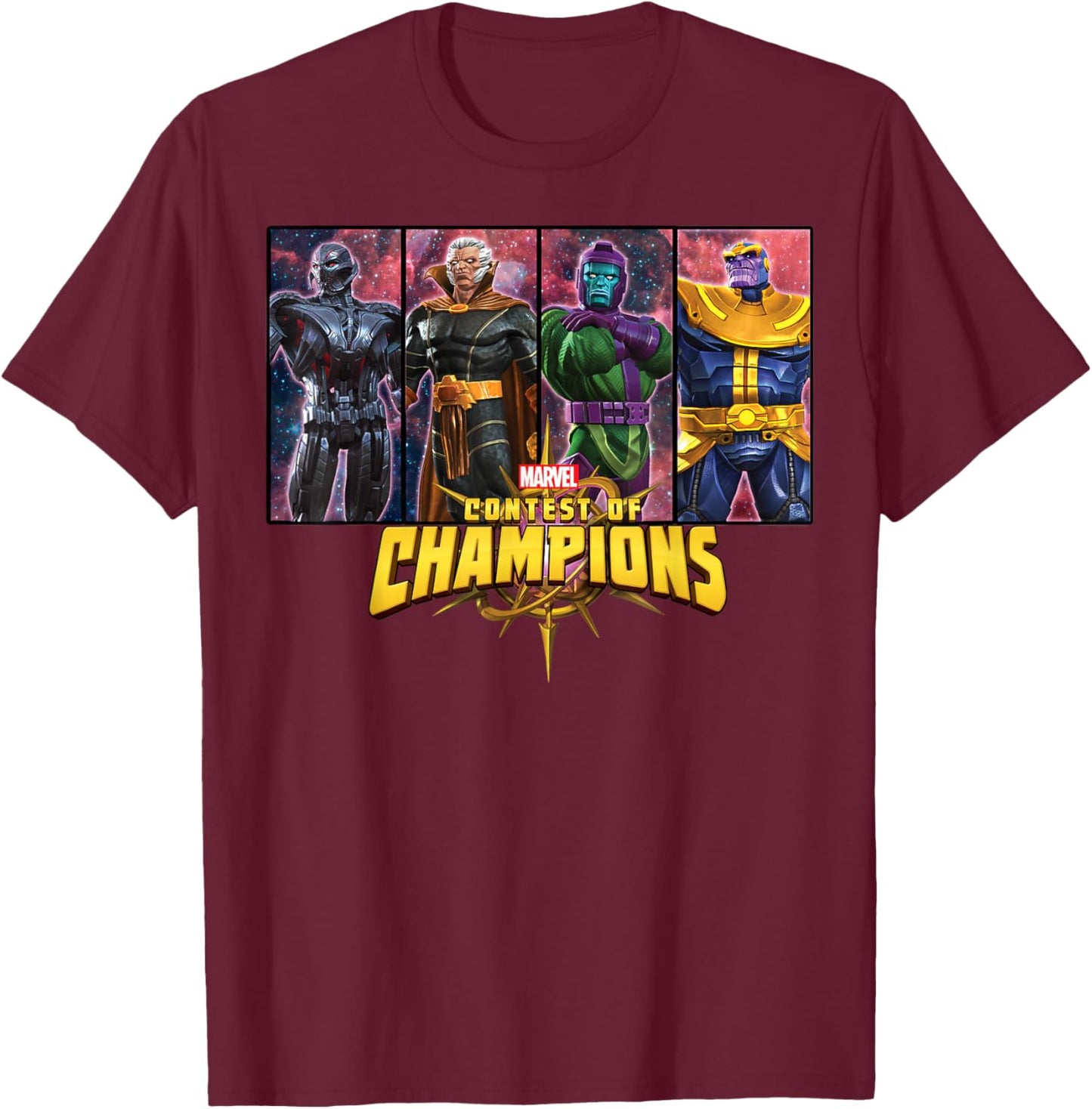 Marvel Contest of Champions Villain Panels Graphic T-Shirt - T-Shirt | Maroon