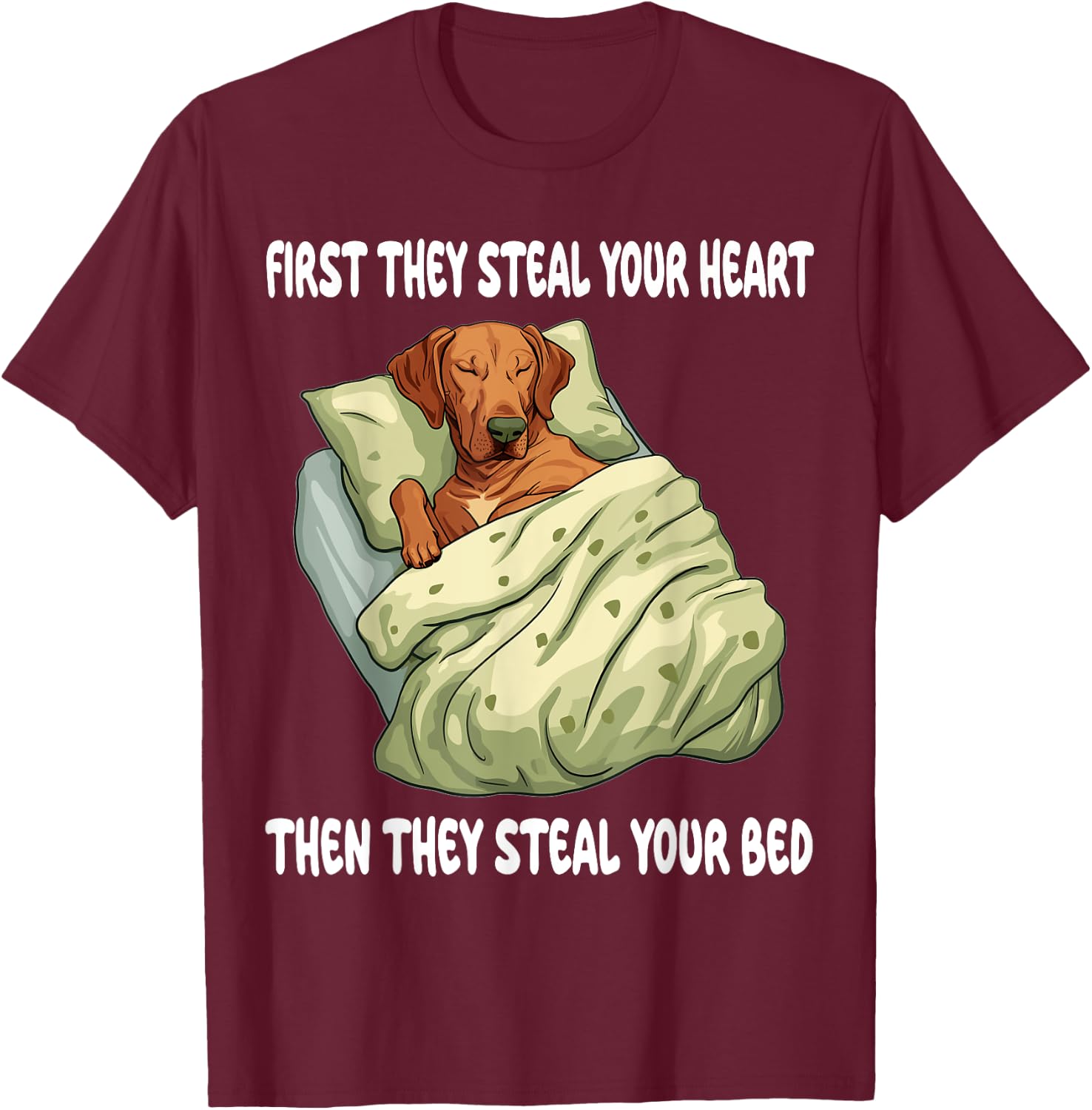 Rhodesian Ridgeback Sleeping Pajamas Nightgown T-Shirt - T-Shirt | Maroon