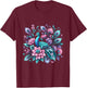 Beautiful Floral Flower Peacock T-Shirt - T-Shirt | Maroon