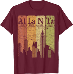 Atlanta Periodic Table Elements Atlanta Skyline Retro T-Shirt - T-Shirt | Maroon
