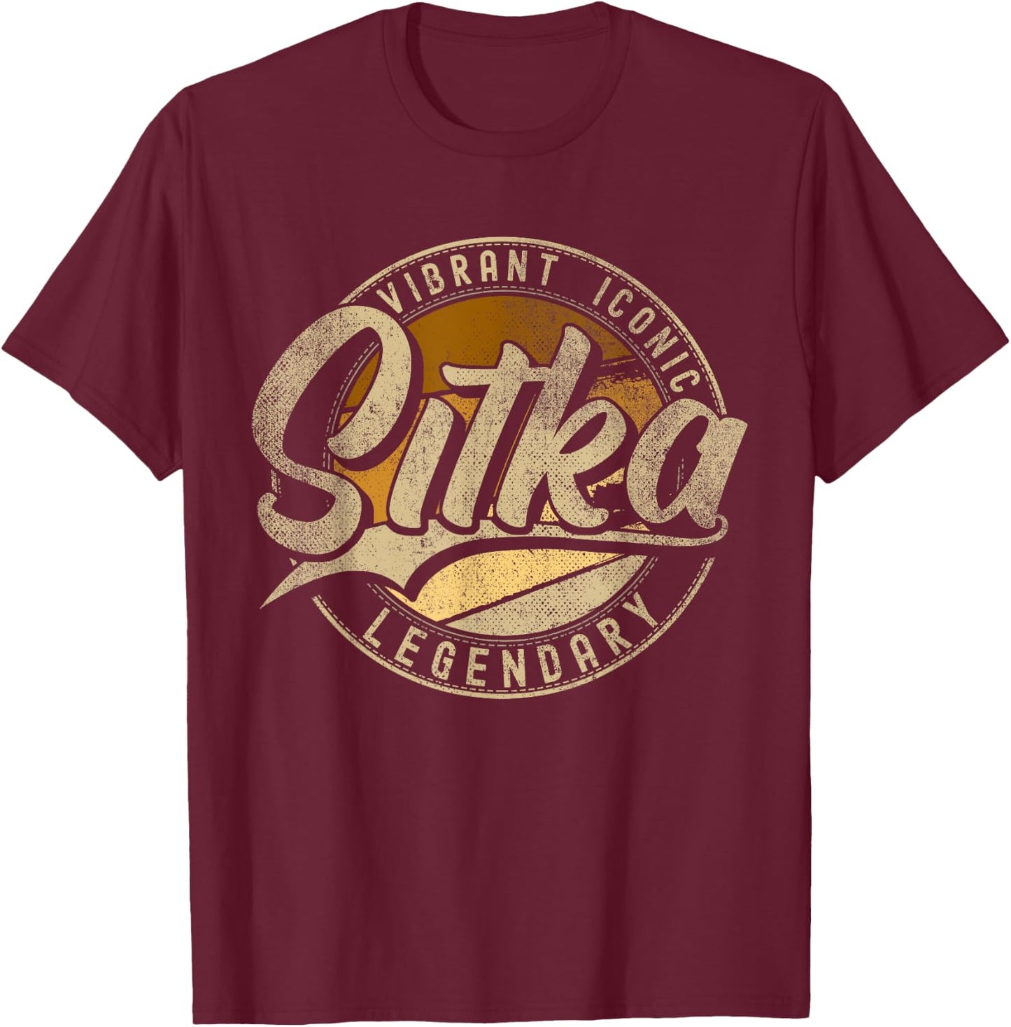 Sitka AK | Alaska | Vintage Distressed T-Shirt - T-Shirt | Maroon