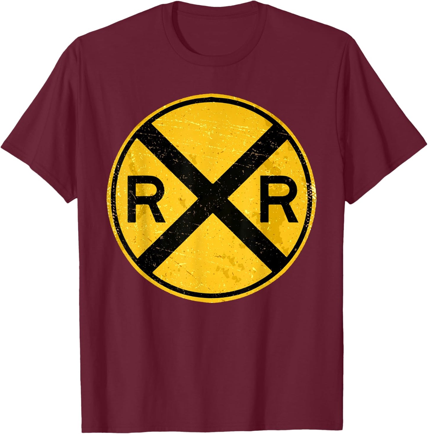 Cool Train Art Women Railroad Crossing Model Train T-Shirt - T-Shirt | Maroon