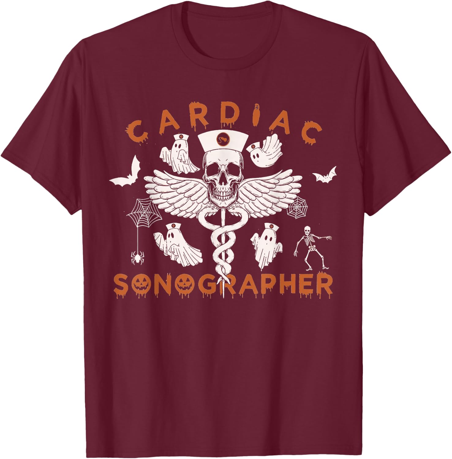 Cardiac Sonographer Halloween, Cardiovascular Halloween T-Shirt - T-Shirt | Maroon