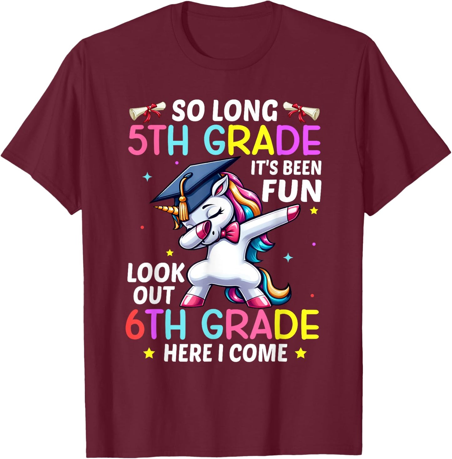 So Long 5th Grade Graduation 6th Grade Here I Come 2024 T-Shirt - T-Shirt | Maroon