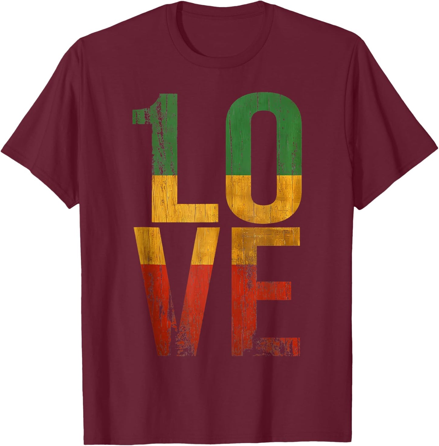 Roots Rock Reggae 1 Love T-Shirt - T-Shirt | Maroon