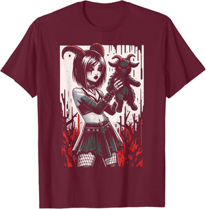 Black Goat Demon Alt Goth Girl Emo Red Occult Grunge Devil T-Shirt - T-Shirt | Maroon