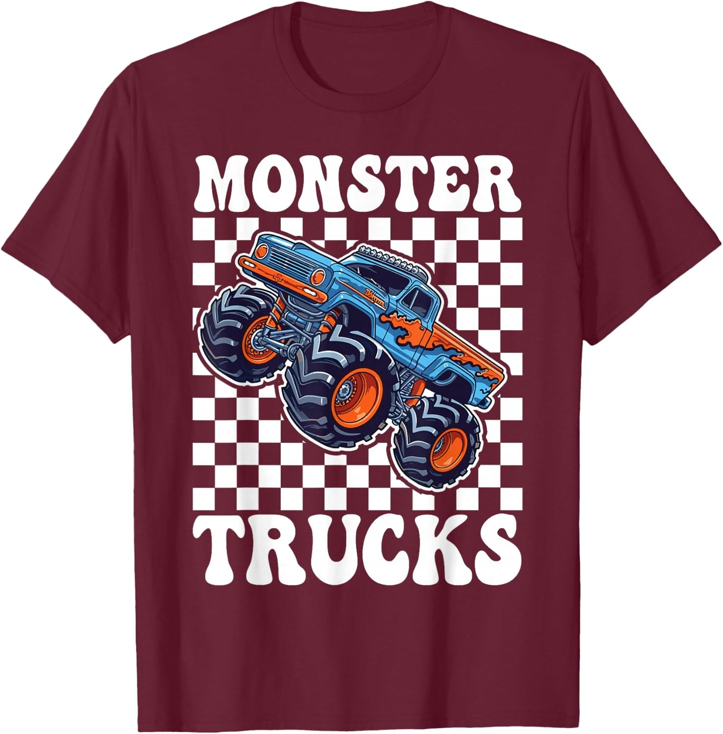Monster Truck for Toddlers, Kids Monster Truck Retro Vintage T-Shirt - T-Shirt | Maroon