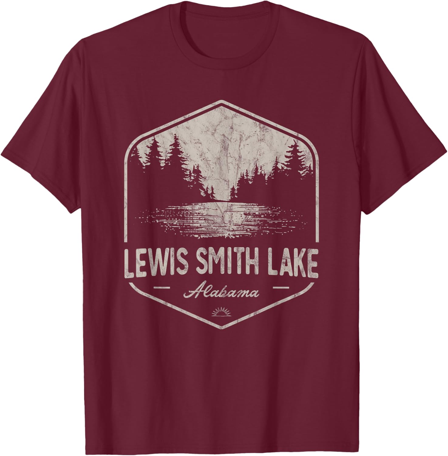 Lewis Smith Lake Alabama Outdoors Vintage T-Shirt - T-Shirt | Maroon