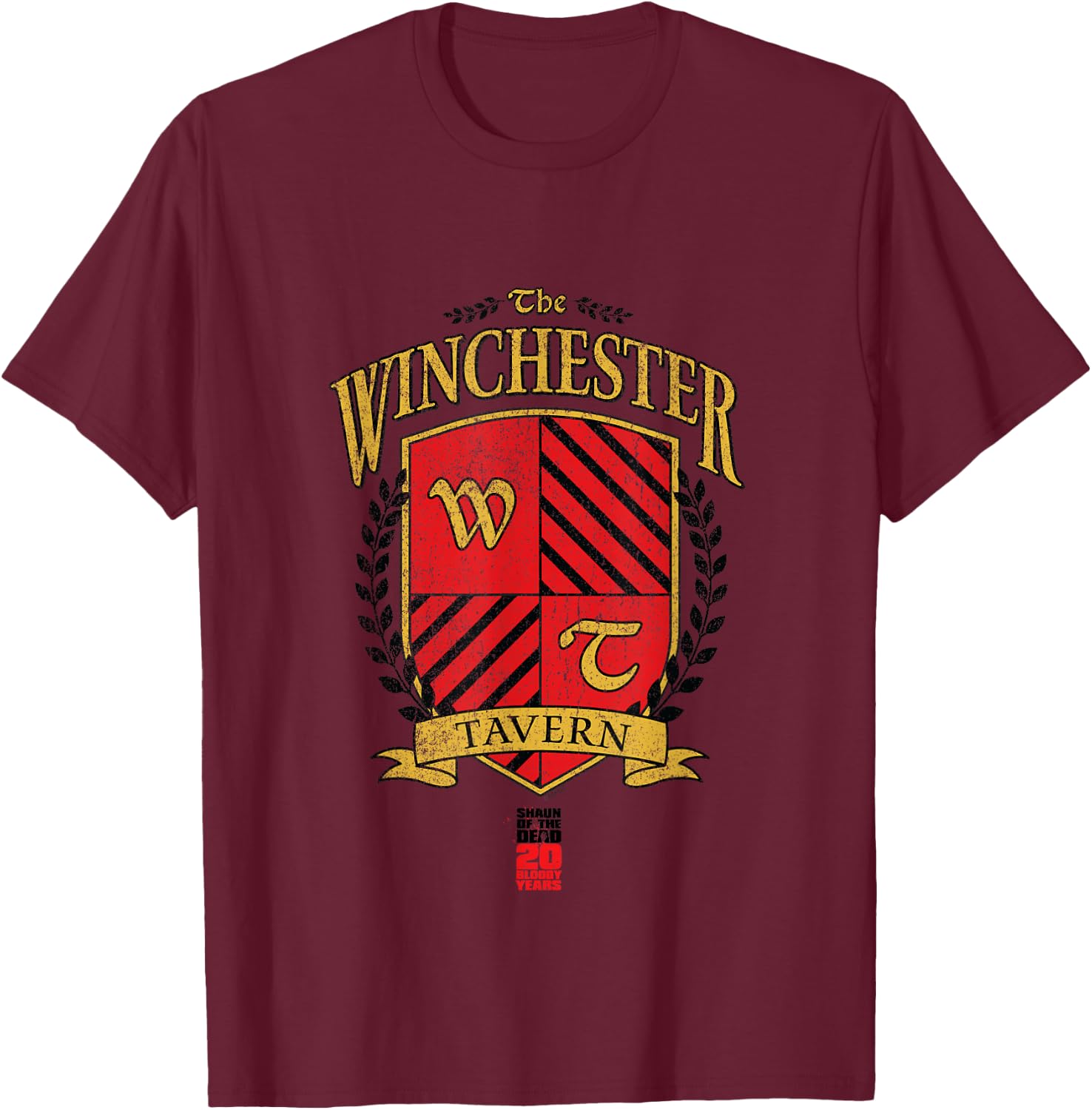 Shaun of The Dead Winchester Tavern Officially Licensed T-Shirt - T-Shirt | Maroon