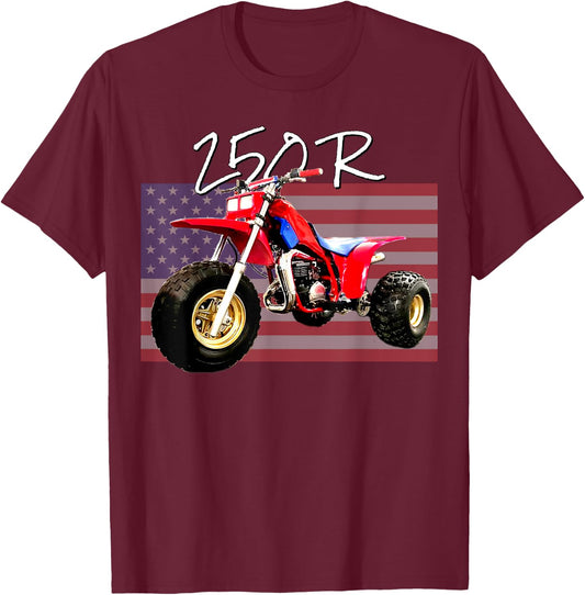 Three Wheeler Colorful 250r vintage three wheeler 1985 Vintage Retro Three Wheeler ATV ATC 250R T-Shirt - T-Shirt | Maroon
