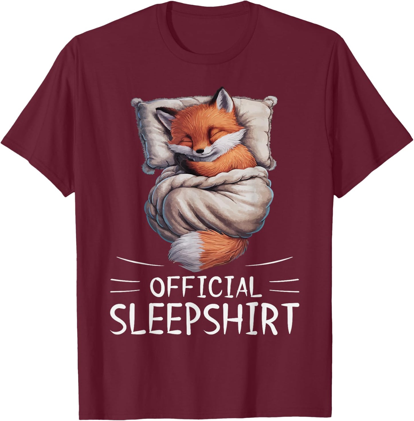 Fox Animal Official Sleepshirt Pajamas Nightgown T-Shirt - T-Shirt | Maroon