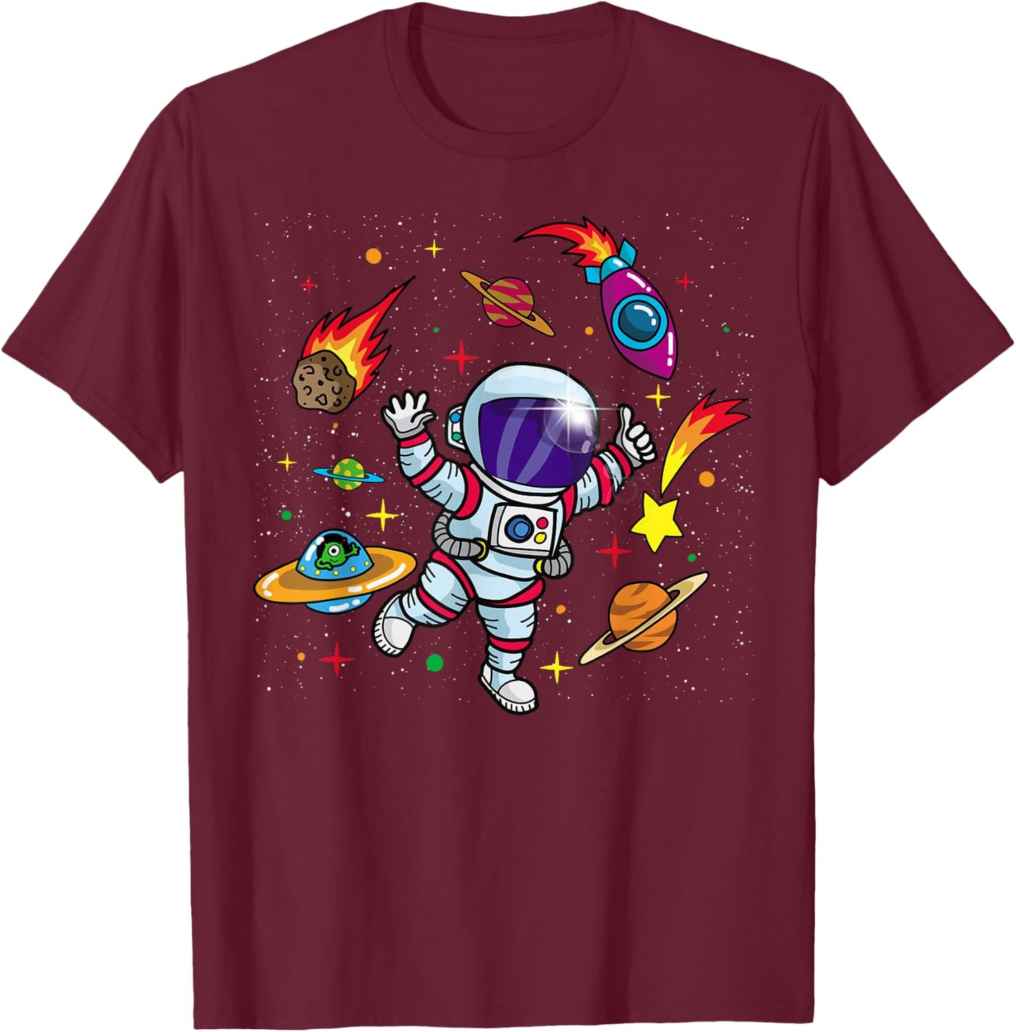 Outer Space Gift Sci Fi- Boys & Girls Astronaut T-Shirt - T-Shirt | Maroon