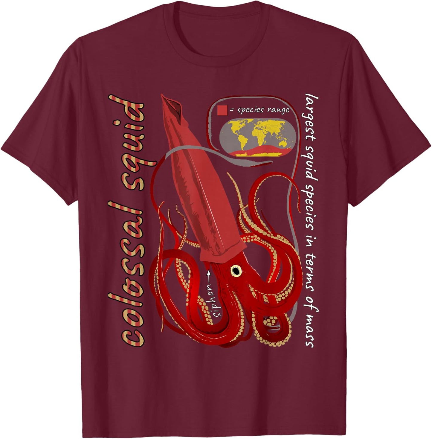 ETCreations Colossal Squid , Small, Black T-Shirt - T-Shirt | Maroon