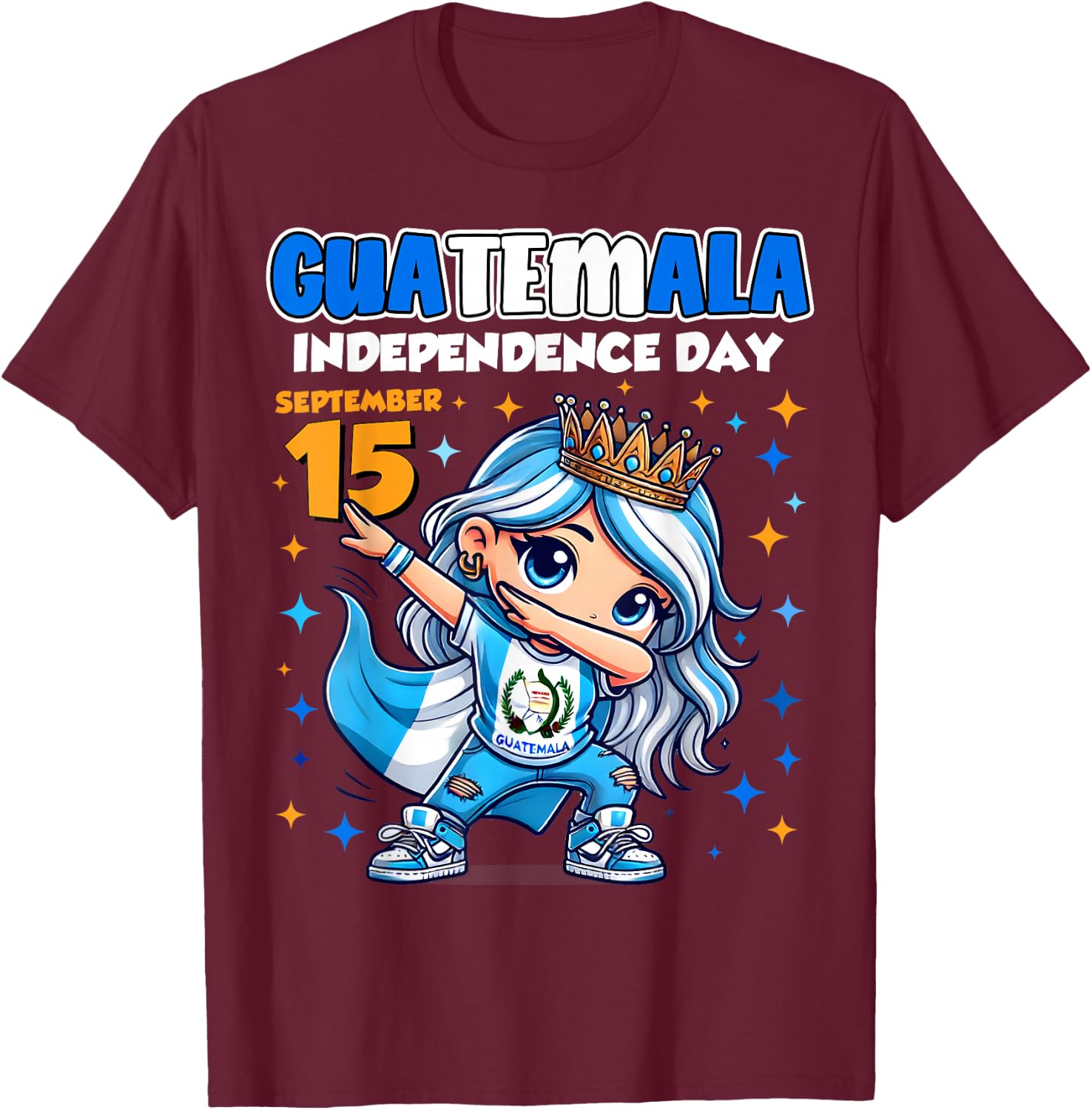 Guatemala Independence Day September 15 Celebration girls T-Shirt - T-Shirt | Maroon