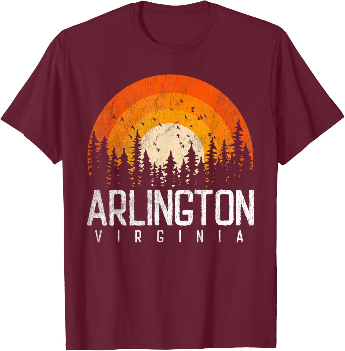Arlington Virginia VA Shirt Vintage 70s 80s 90s Retro Gift T-Shirt - T-Shirt | Maroon