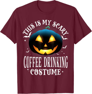 Coffee Drinking Halloween Matching Pajama Costume T-Shirt - T-Shirt | Maroon