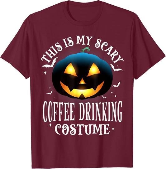 Coffee Drinking Halloween Matching Pajama Costume T-Shirt - T-Shirt | Maroon