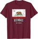 GLENDALE - California | Cali City Souvenir - CA Flag Top T-Shirt - T-Shirt | Maroon
