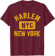 Harlem New York NYC Gym Style Distressed Amber Print T-Shirt - T-Shirt | Maroon