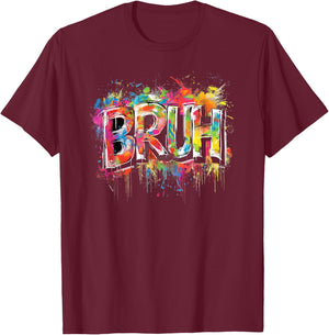 Boys Bruh Meme Funny Saying Teens Graffiti Aesthetic Kids T-Shirt - T-Shirt | Maroon